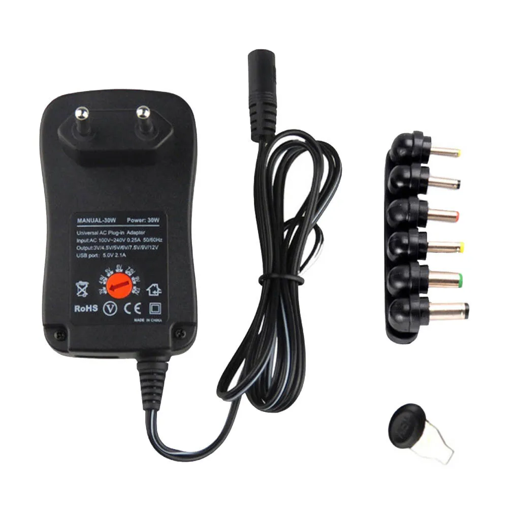 1pcs  3V 4.5V 5V 6V 7.5V 9V 12V 2A/2.5A AC/DC Adapter EU Adjustable Power Adapters USB Universal Charger Switch Power Supply