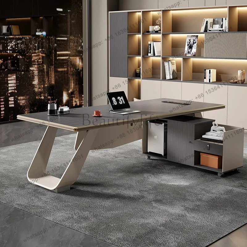 

BGZ Steel Frame Boss Desk Light Luxury High Sense Simple Modern Class Desk President Table Furniture