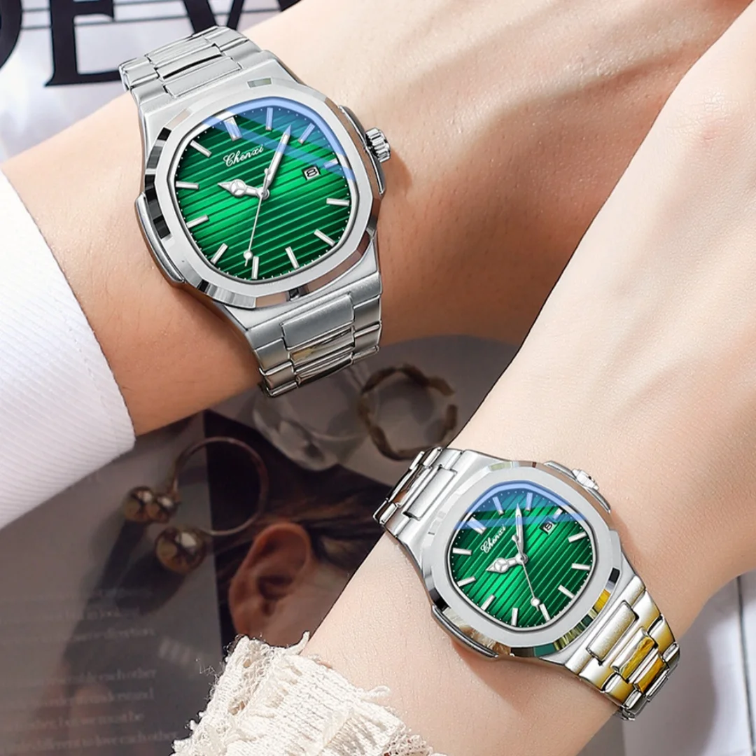 CHENXI 8222 Элегантные кварцевые часы женские классические календарь светящийся водонепроницаемый ремешок из нержавеющей стали повседневные женские деловые часы