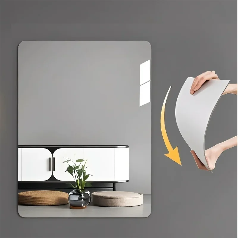 Japanese Acrylic Soft Mirror, Self-Adhesive Wall Sticker Dressing Mirror for Bedroom Bathroom, Lightweight Shatterproof Hangable