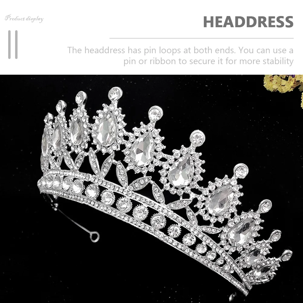 Tiara de corona de diamante con forma de gota de agua, tocado decorativo para novia, diadema de boda para niña, accesorios para el cabello con diamantes de imitación, joyería para niña