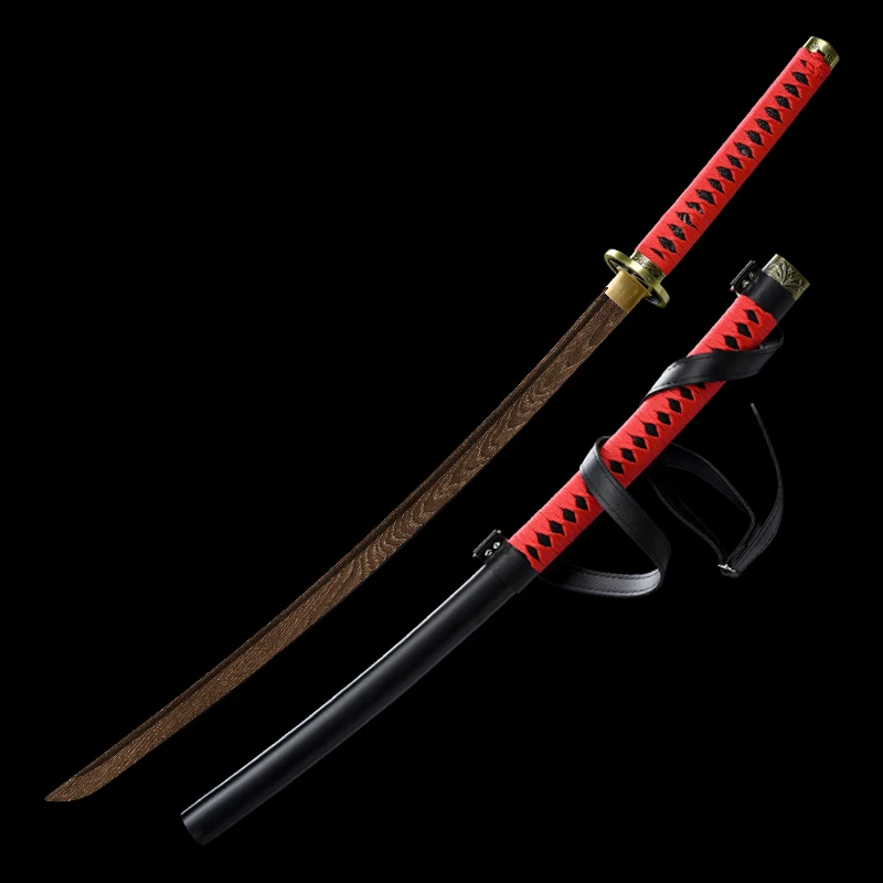 Wooden Katana With Strap Ninja Sword Full Tang Blade Handmade Home Decorative Props Cosplay view 2