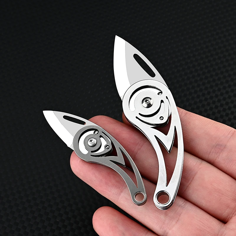 New Titanium Alloy Mini Folding Knife High Hardness D2 Steel Pointed Knife with Keychain Disassembly for Quick Unpacking