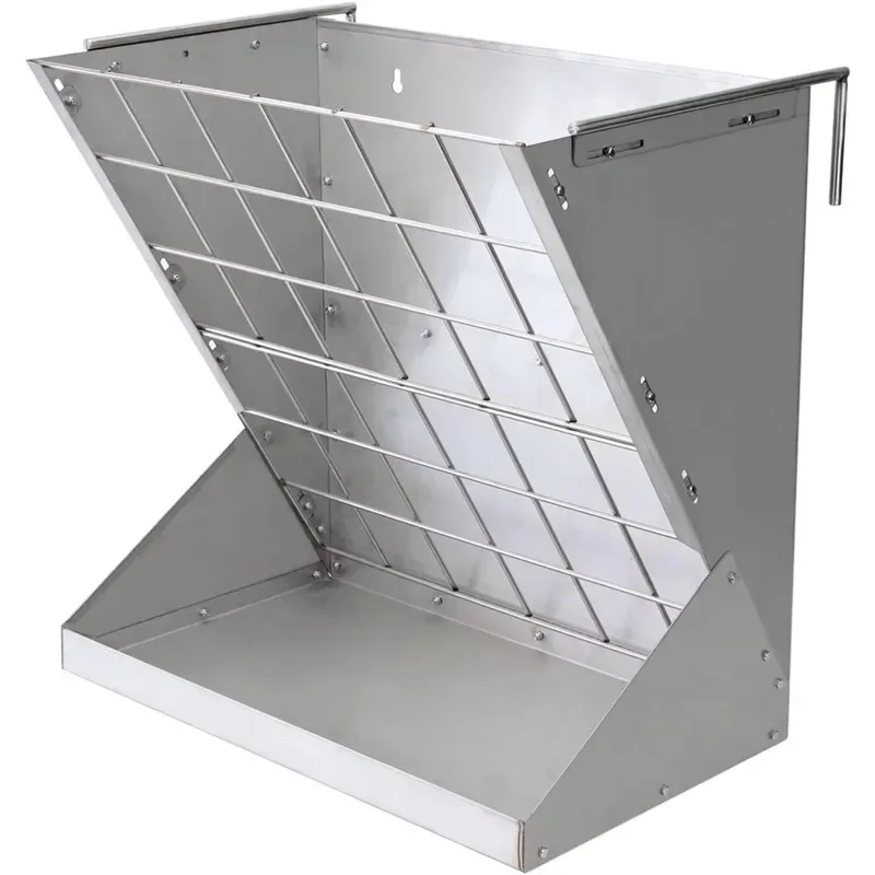 Heavy Duty Galvanized Metal Wall Mounted Hay and Grain Feeder for Goats Livestock Combined Dispenser