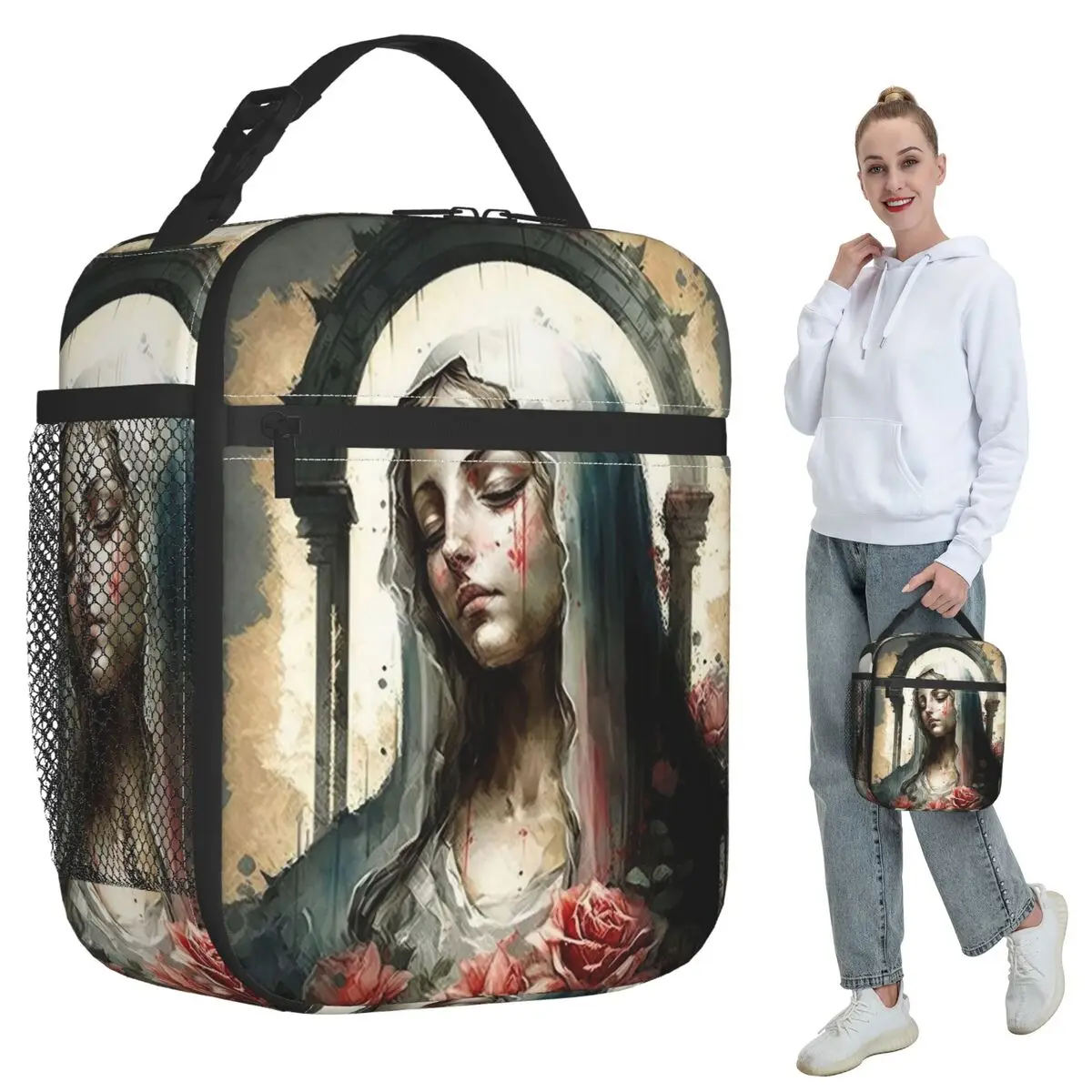 Virgin Mary Catholic Christian Mother Goddess 9 Insulated Lunch Bag for Kids School Cooler Thermal Food Box Tote Lunch Boxes