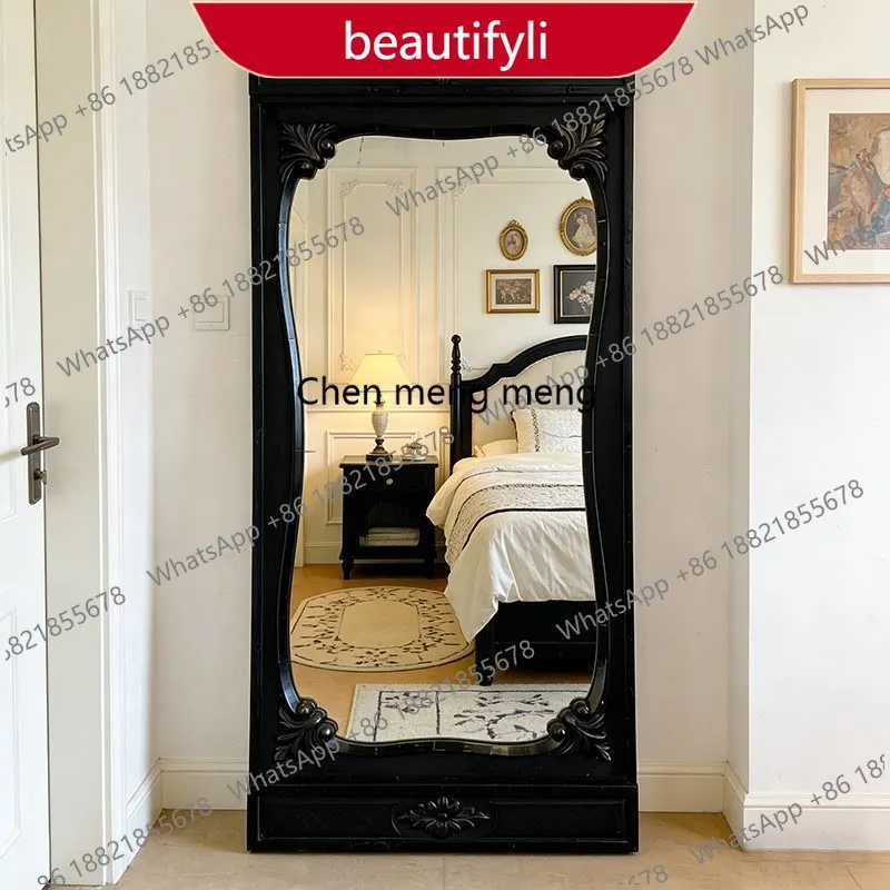 A17 Retro mirror French living room bedroom cloakroom full body mirror American floor fitting mirror