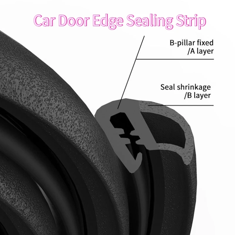 

Уплотнительная лента для края двери автомобиля, резиновая уплотнительная лента 2 м, звукоизоляция на стойке B, защита от ветра, передний автогерметик, аксессуары