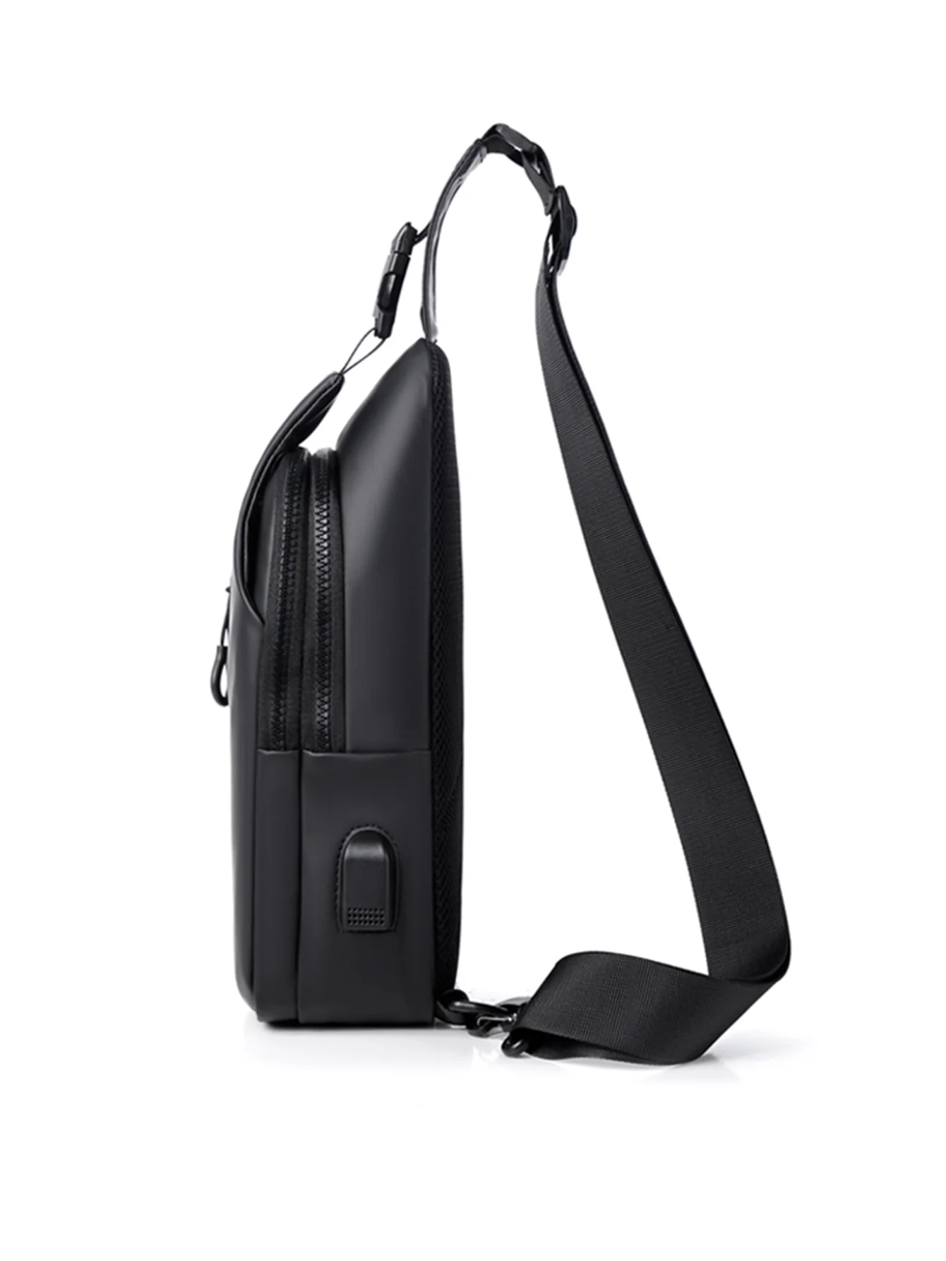 1 Men\'s Large Capacity Usb Charging Multifunctional Chest Bag Fashion Simple Commuter Lightweight Shoulder Crossbody Bag