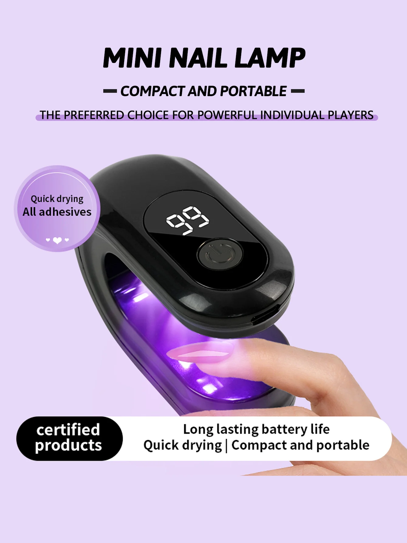 Sèche-ongles UV compact : format mini portable pour la maison et les voyages, rechargeable par USB, parfait pour le vernis gel