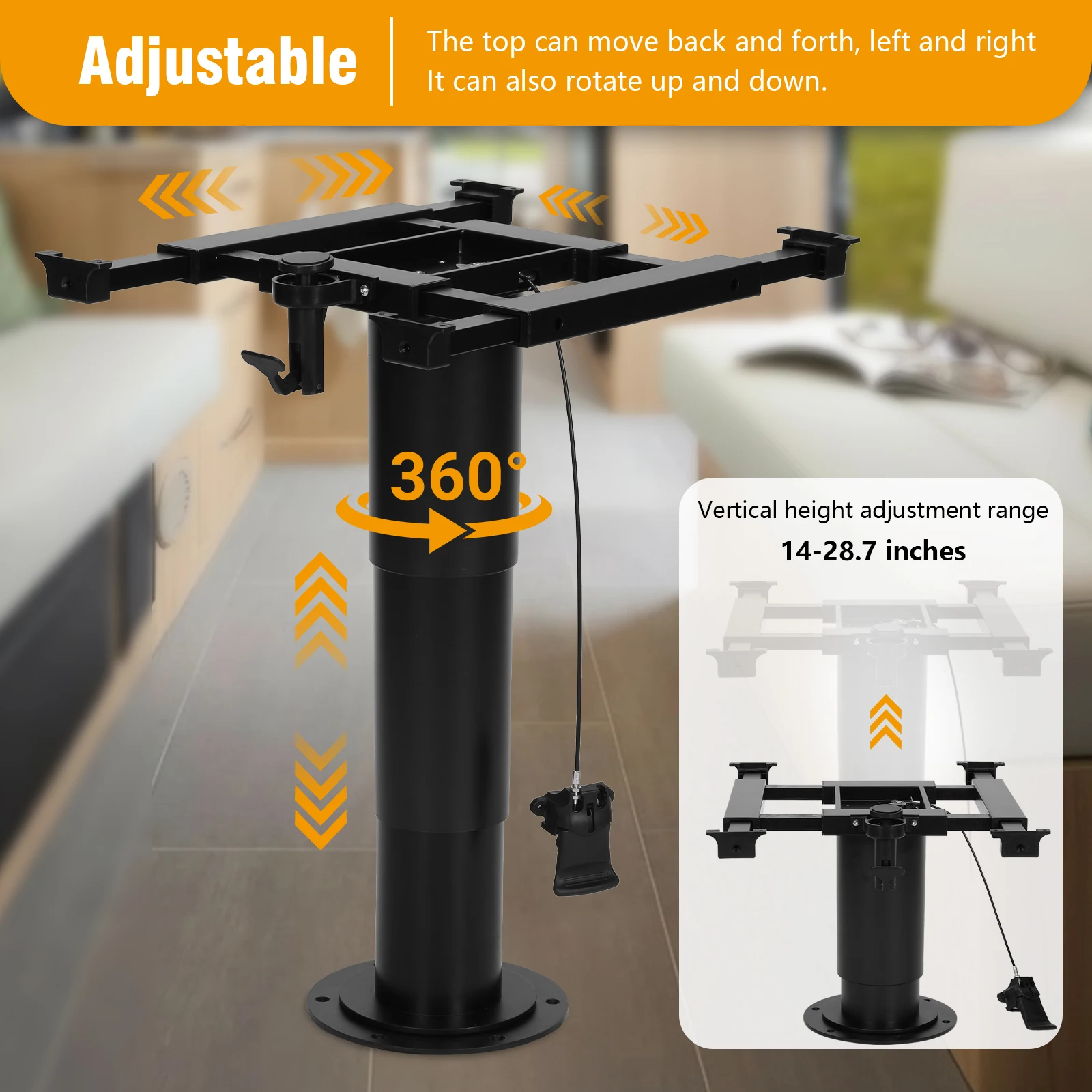 

Heavy-Duty Pneumatic RV Table Leg Height Adjustable Pneumatic Table Leg Base Bracket with Gas Lift for Camper & Boat