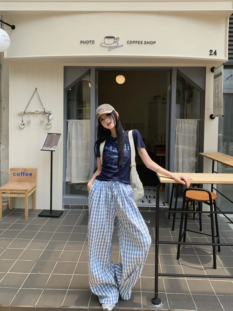 

Kumikumi Spicy Girl Floral Print Short Sleeve T-Shirt Women's High Waist Casual Pants Two-Piece Set Spring Fashion Outfit