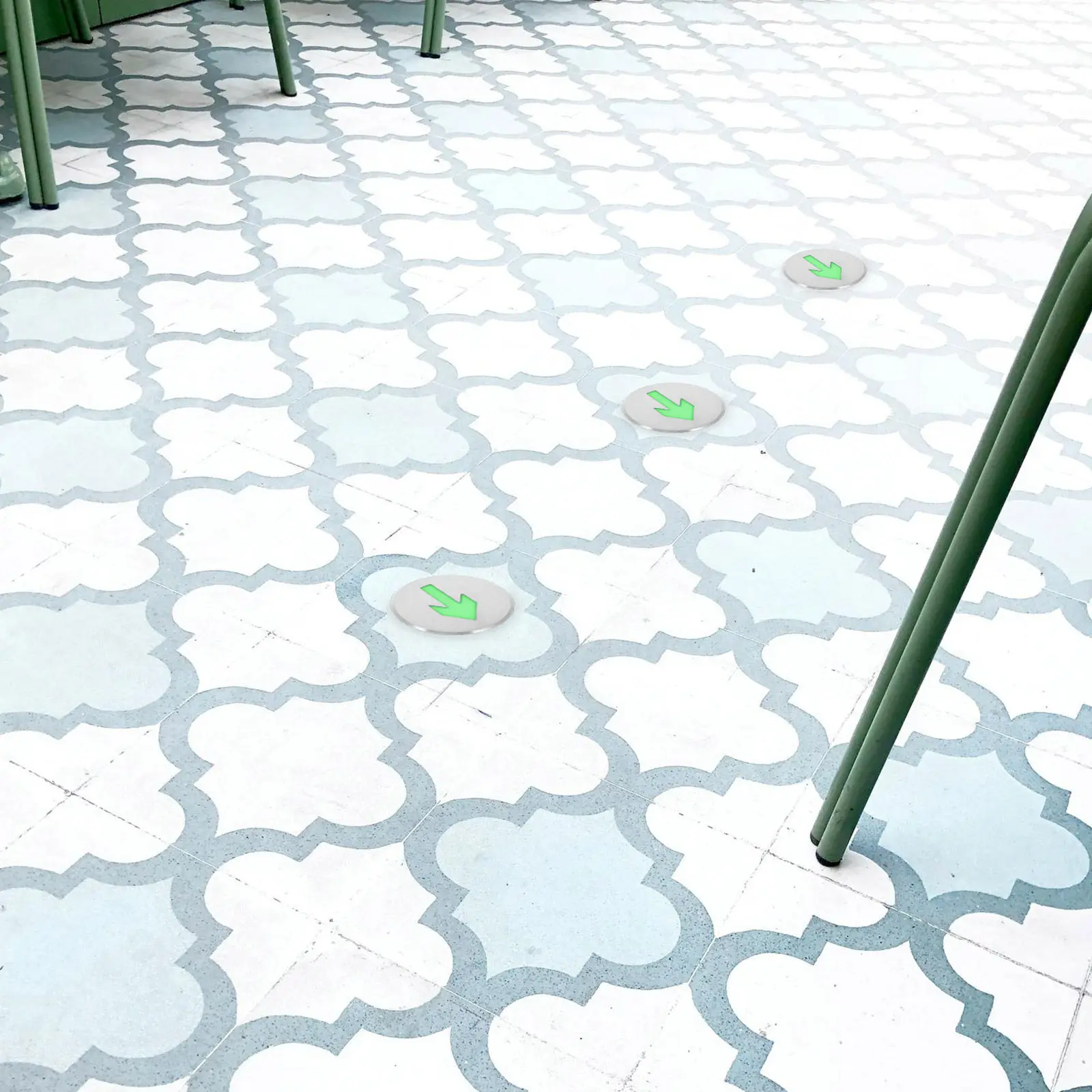 

Emergency Glow Arrow Floor Sign Stainless Steel One-Way Exit Glow Dark Safety Arrow Floor Sign Straight Exit Signs