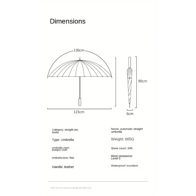 24 bone black glue fully automatic umbrella belt with thick and durable fiber keel straight rod umbrella for UV protection