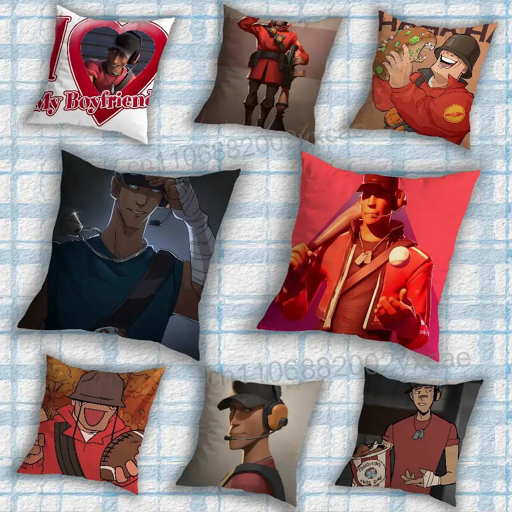 

Soldier Team Fortress S-Scout Pillow Case Square Double-Sided Printing Short Plush Sofa Cushion Cover Bedroom Bedside Pillow