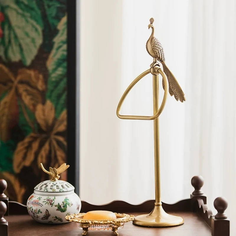 American Copper Bird Decoration Towel Bar Towel Rack Bathroom Toilet Paper Towel Storage Wall Animal Metal Bathroom Accessories