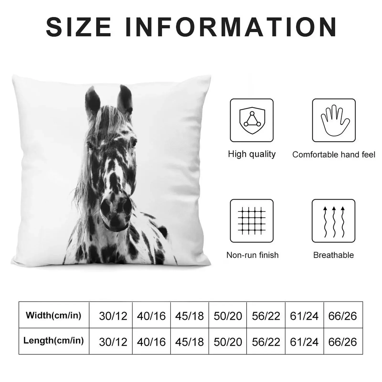 Appaloosa in Black and White Throw Pillow Sofa Covers Cushion Covers For Living Room pillow