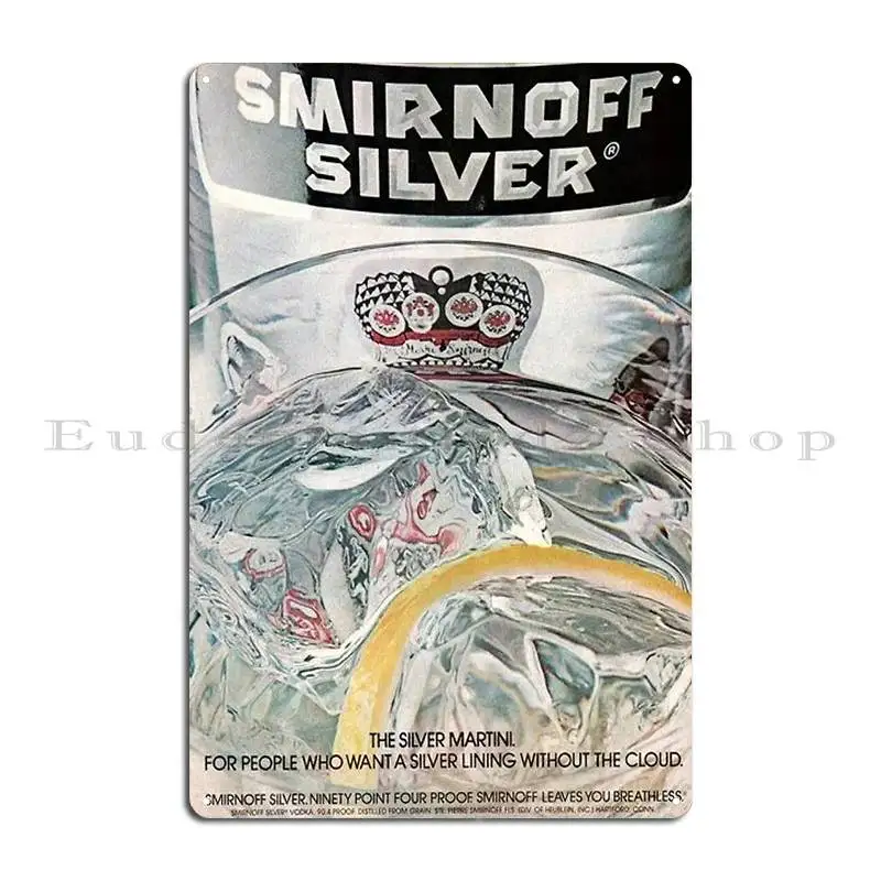 Smirnoff Silver 90 Proof Vintage Advertisement Metal Plaque Poster Character Wall Cave Decoration Garage Tin Sign Poster