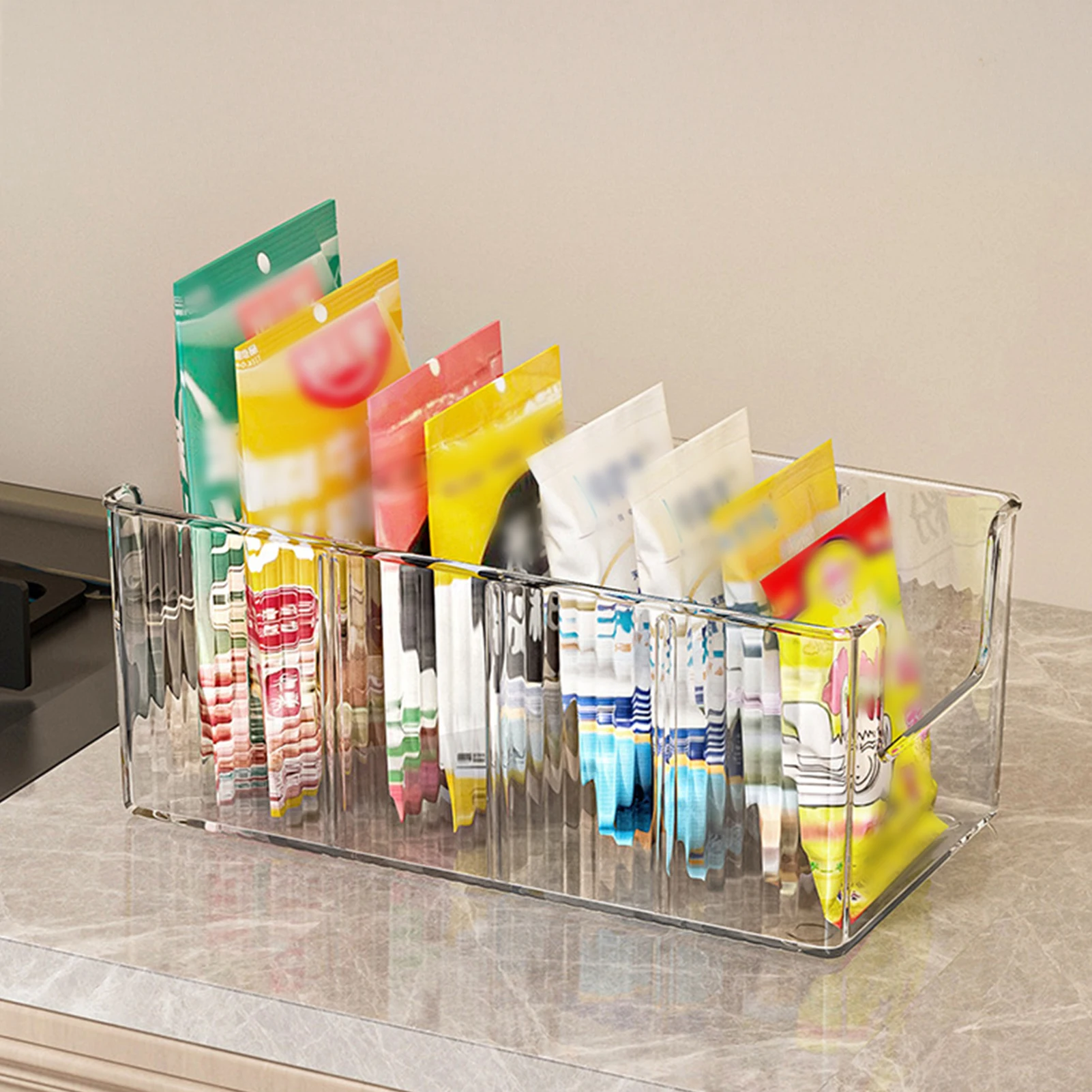 

Kitchen Organizer Rack Transparent Acrylic Storage Holder For Tea Bag Snack Condiment Multifunctional Home Storage Supplies