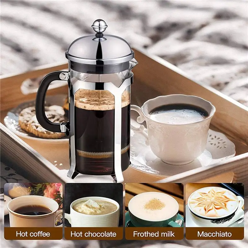 ABXF-2X French Press Coffee Maker(12 Oz),Press System,Heat Resistant Thickened Borosilicate Glass,Durable Easy Clean