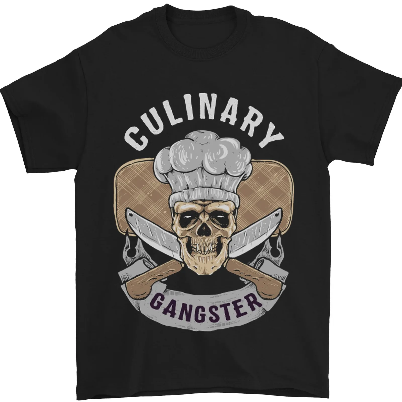 Culinary Gangster Chef Cooking Skull BBQ Mens T-Shirt 100% Cotton