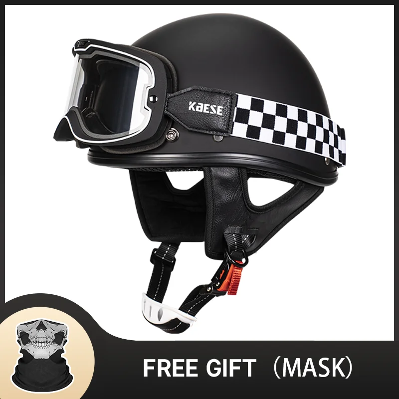 

Portable Trend Matte Black Motorcycle Helmet Fashion Motorcycle Sctooer Half Helmet Safe Head Protection Photochromic Spectacles