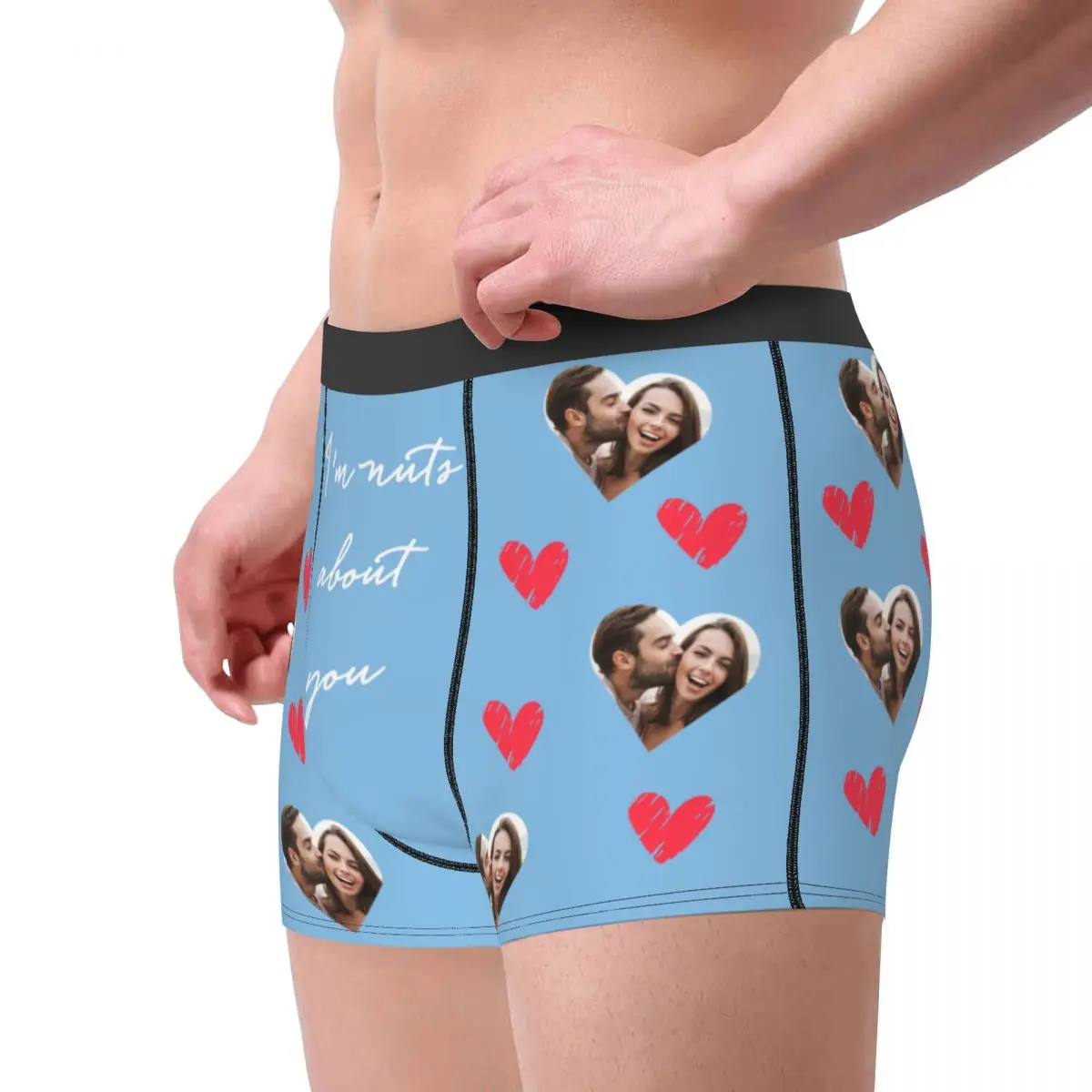 Custom Faces Print Boxer Briefs for Men Love Heart Photo Underwear Gifts Christmas Gift Boyfriend Birthday Present