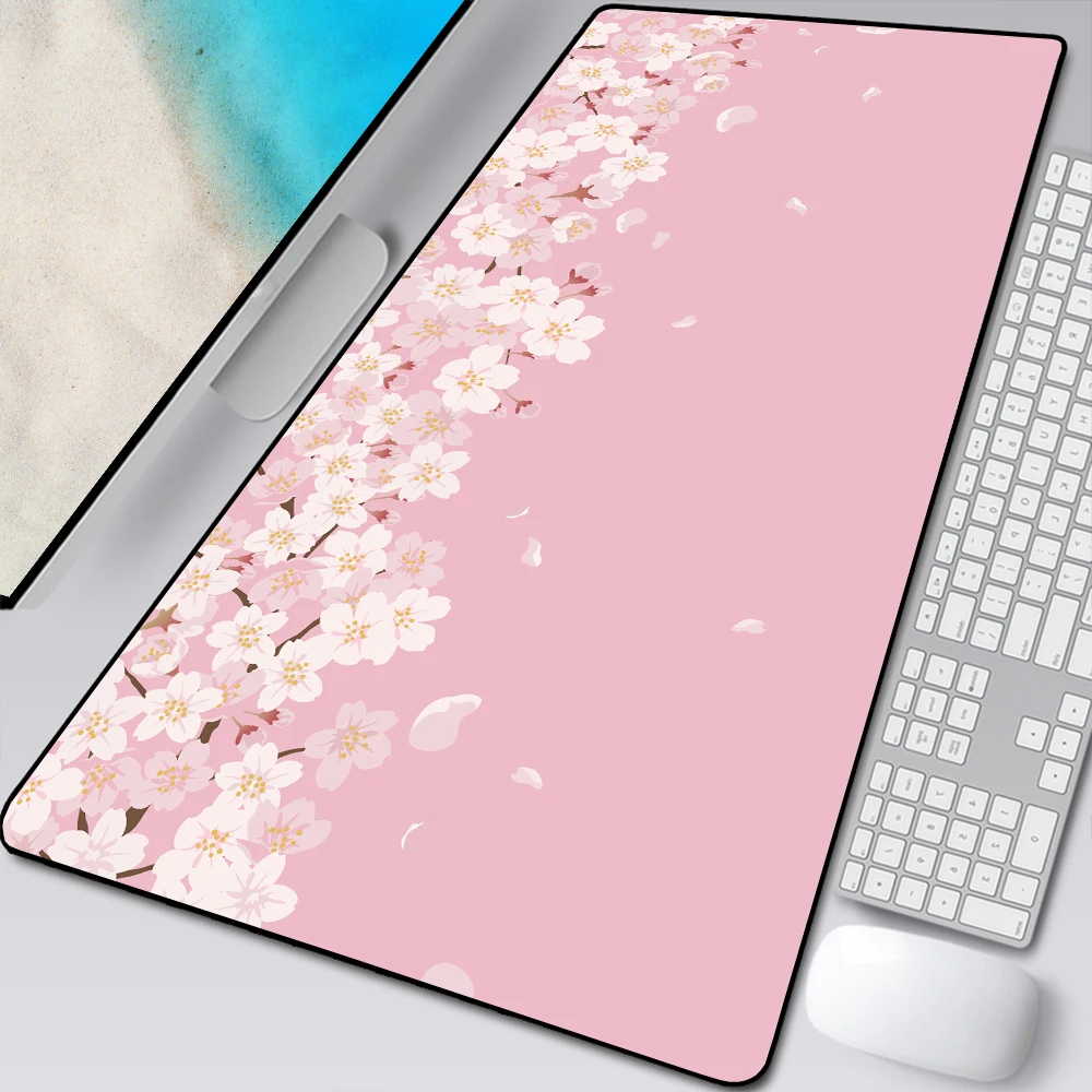 

Pink Cherry Blossoms Mousepad Home Computer Table Large Pc Mouse Pad Art Sakura Keyboard Mause Rug Desk Mat Office Accessories