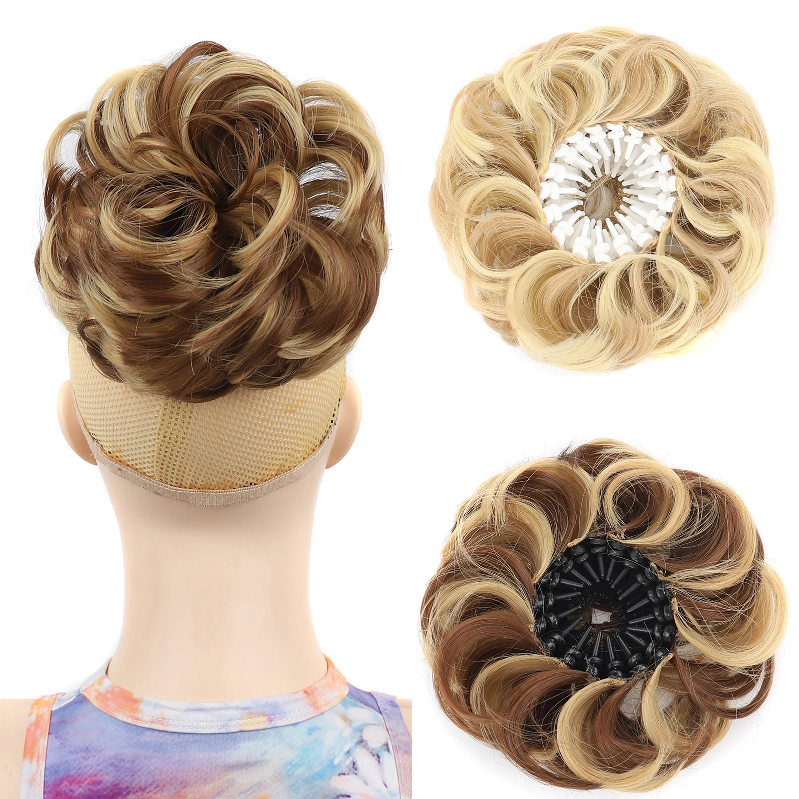 

Jeedou Bird's Nest Messy Bun Hairpiece Fluffy Wavy Curly Chignon with Adjustable Strap Daily Styling Accessory