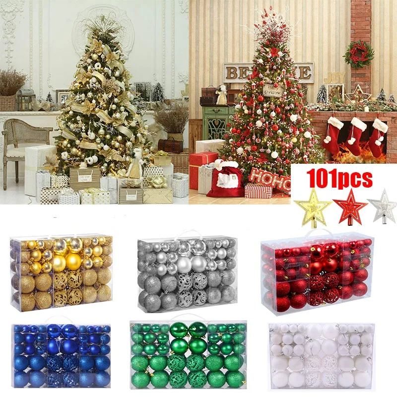

2023 New 101pcs Christmas Ball Christmas Tree Home Decor for party Halloween Home Decoration New Year Ornaments Ball Accessories