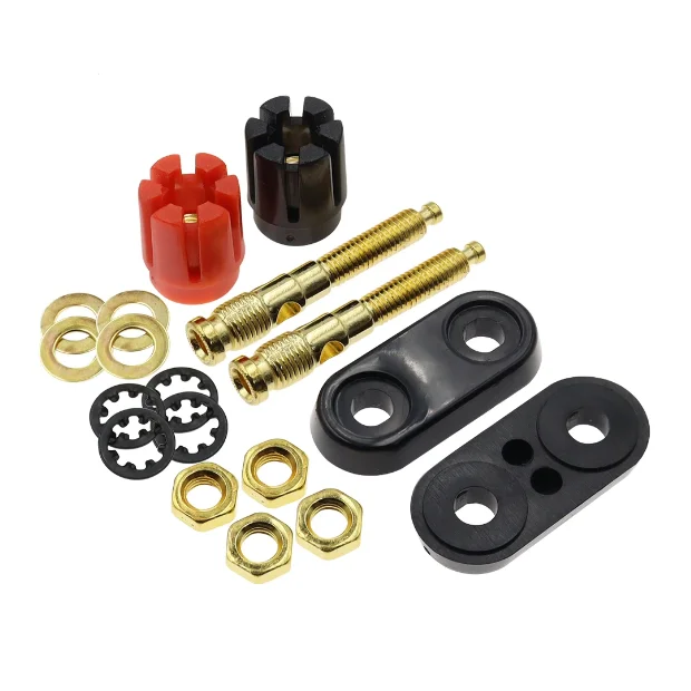 Siamese double position audio amplifier terminal red black double hex double plum head 4MM banana socket terminal block