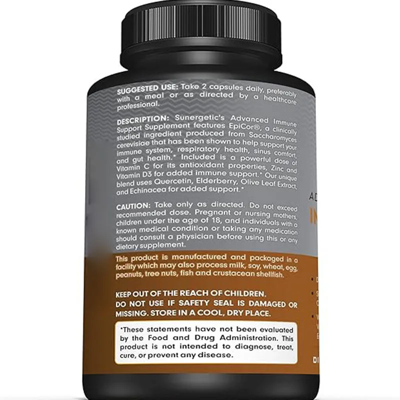 High quality immune support supplements -60 daily immune capsules for respiratory, sinus, and intestinal health