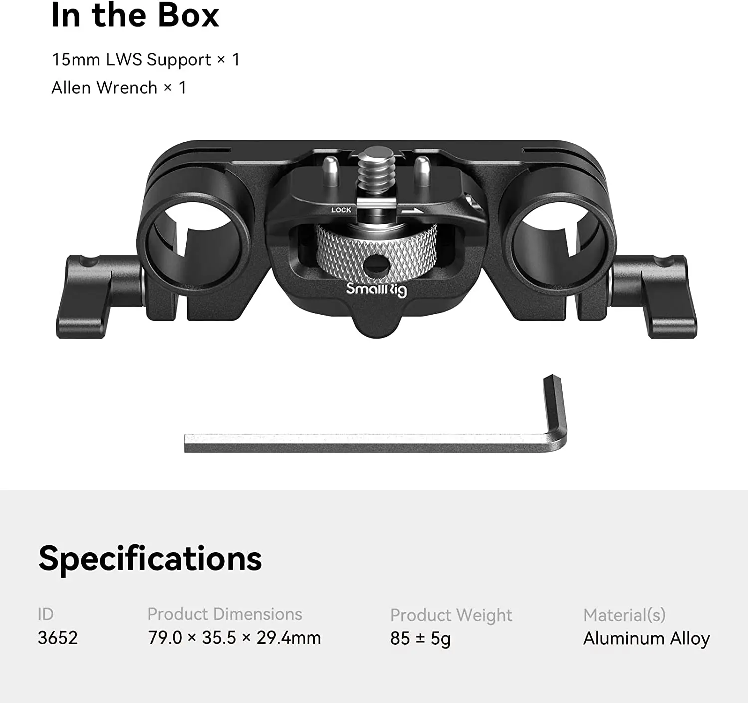 SmallRig 15mm LWS Rod Support Anti-Twist Design Compatible for SMALLRIG 3196/3680/3556 Matte Box 15mm Dual Rod Clamp 3652