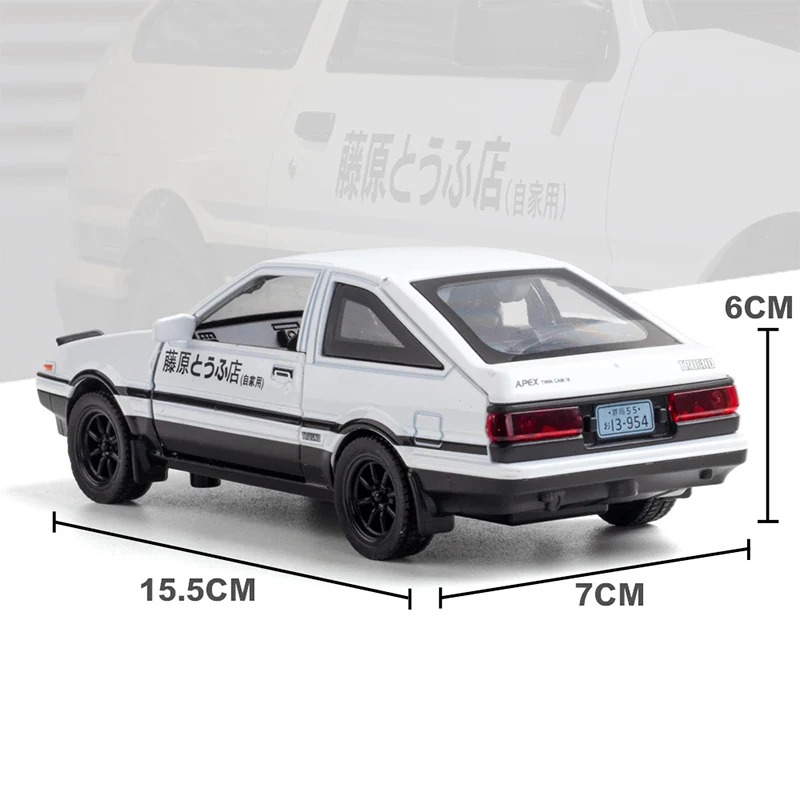 Ae86 Initial D Trueno Metal Car Alloy Pull Back Diecasts Vehicles Model Auto Toys With Sound Light Scene Display Adult Gift