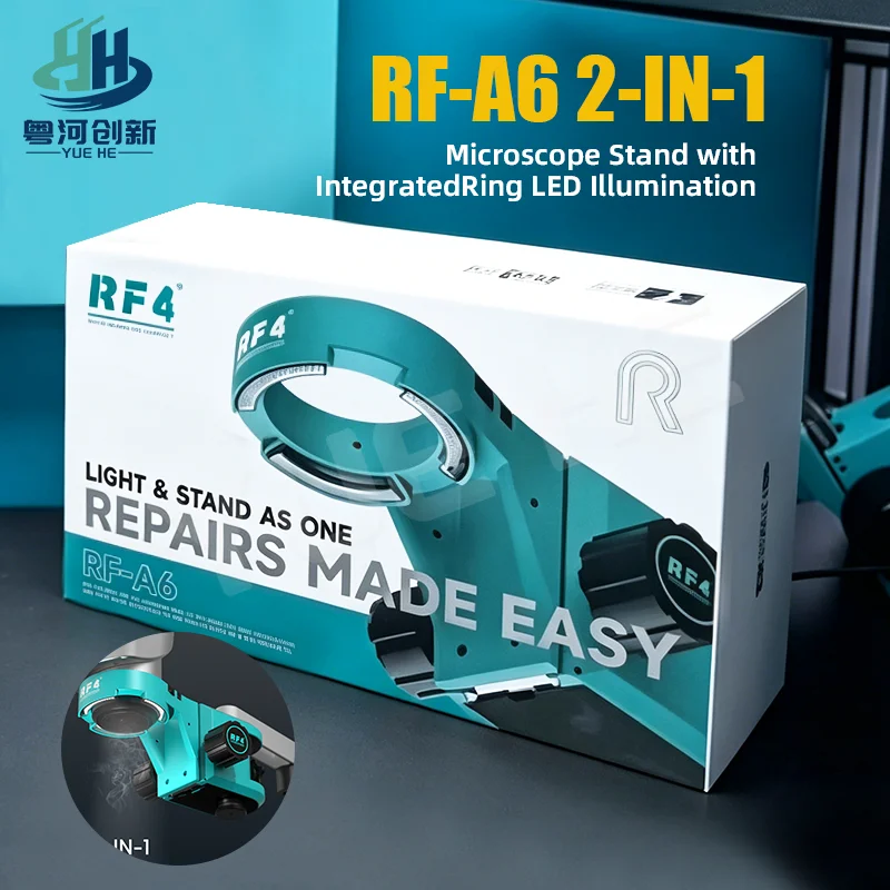support-de-microscope-2-en-1-rf4-rf-a6-avec-anneau-lumineux-led-integre-intensite-reglable-en-continu-anti-tremblement-pour-reparation-de-telephones-et-de-cartes-pcb