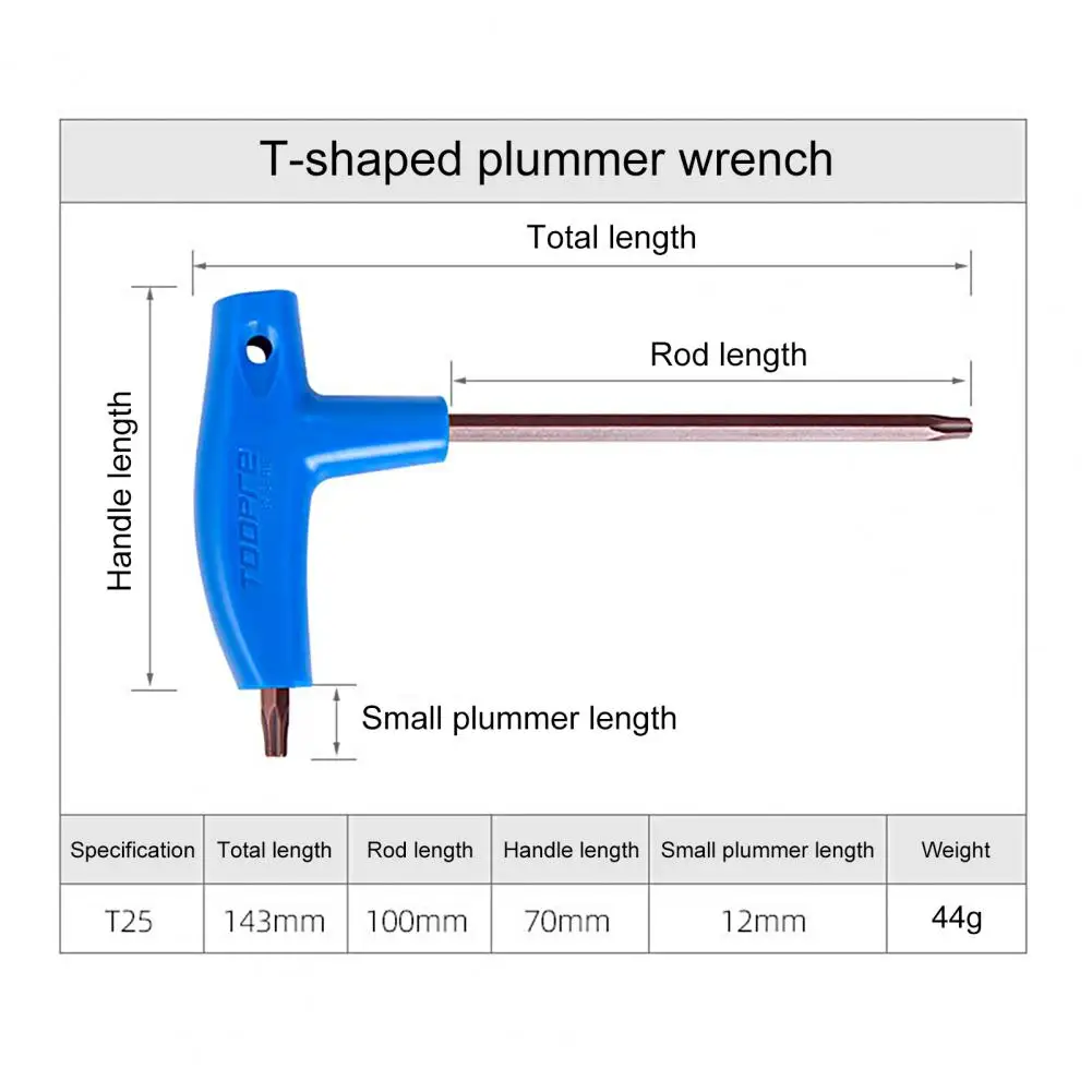 T25 Wrench Extended Handle Good Toughness Double-ended High Torque 25 Degree Tilt Alloy Steel Hex Key Wrench for Refit