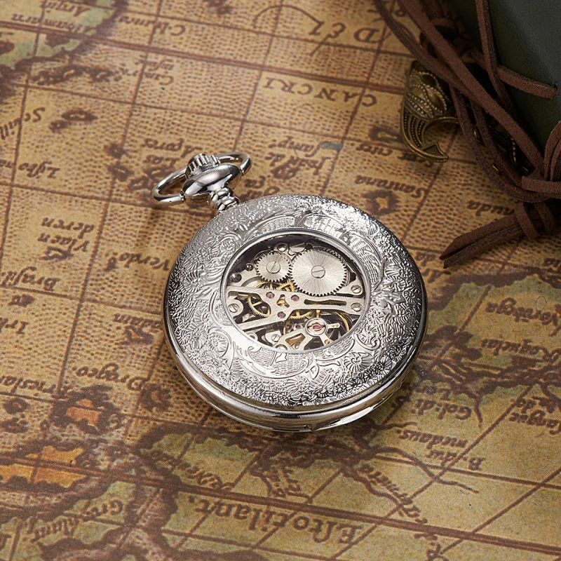 Ouyawei ouyawei Retro Hollow out See-through Bottom Cover Manual Winding Foreign Trade Hot Sale Mechanical Pocket Watch