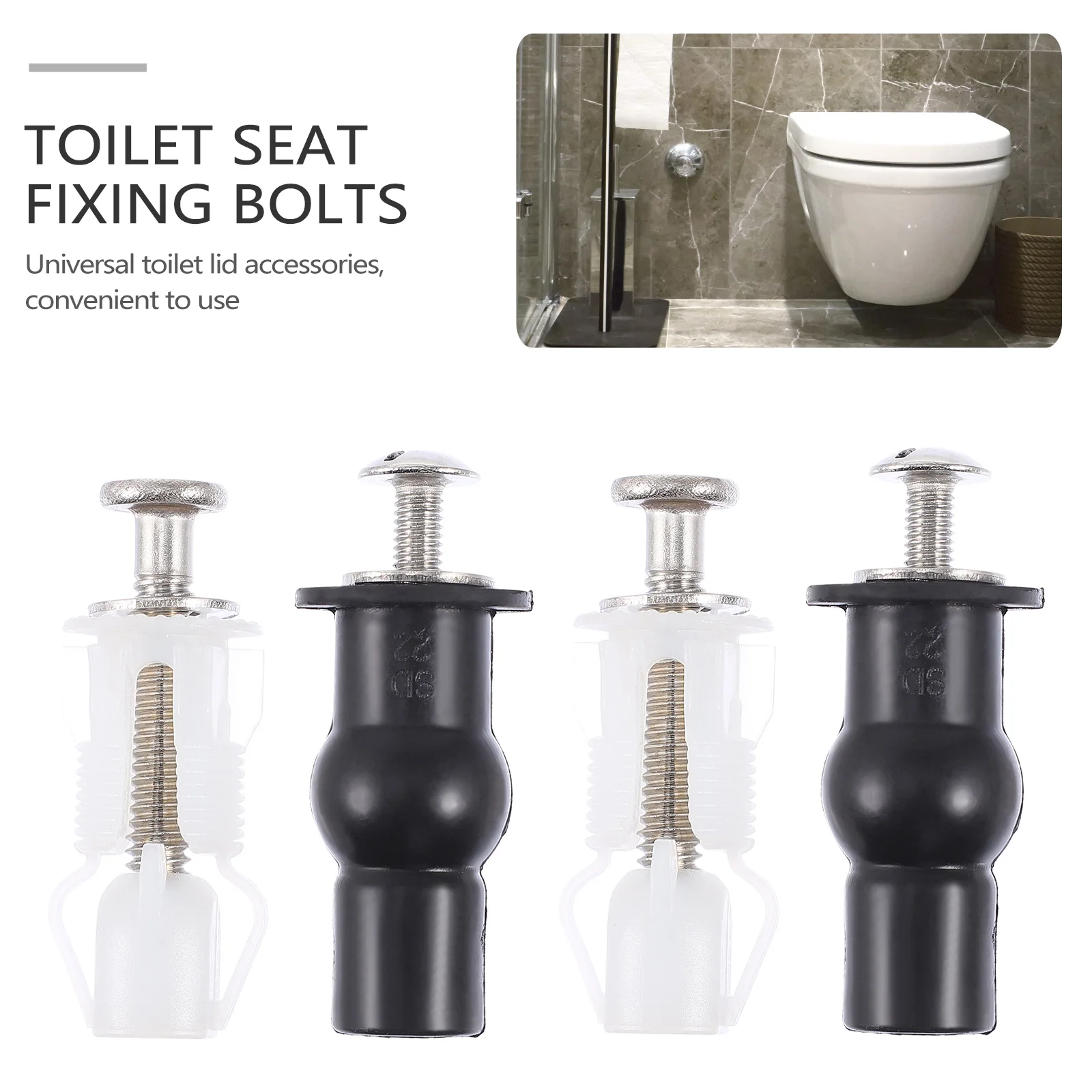 

4pcs Toilet Seat Fixing Bolts Stainless Steel Universal Mounting Screws Replacement Nuts Proper Size Easy Install