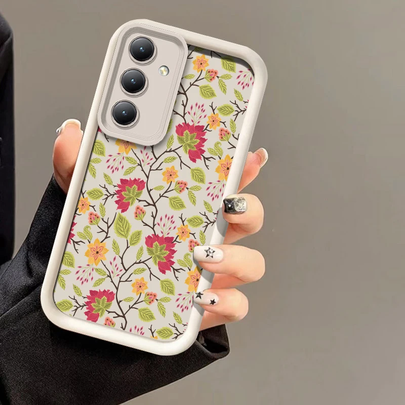 S26 Ultra Luxury Floral Print Phone Case For Samsung Galaxy S25 FE S23+ S22 S21 S20 5G S24 Plus Silicone Shockproof TPU Cover