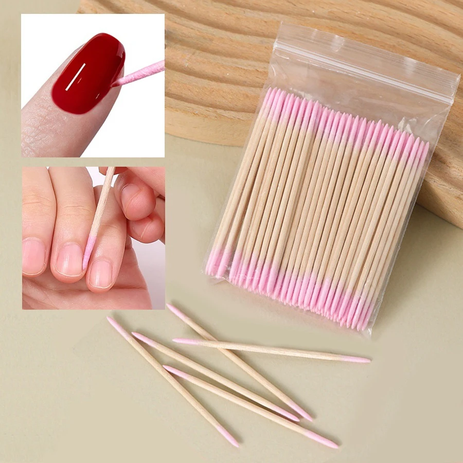 100/300 Unidades de Cotonetes de Ponta Dupla com Pontas Finas para Arte de Unhas, Maquiagem, Delineador e Correção - Kit de Ferramentas de Beleza