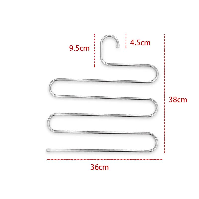 5 layers Stainless Steel Clothes Hangers S Shape Pants Storage Hangers Clothes Storage Rack Multilayer Storage Cloth Hanger