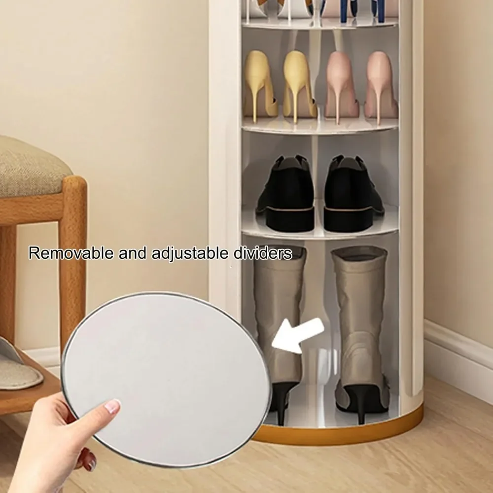 خزانة أحذية دوارة 360 درجة، رف أحذية دوار ممتاز مع أبواب، مع أرفف قابلة للتعديل (الحجم: 39 * 105 سم / 15 * 41 بوصة)
