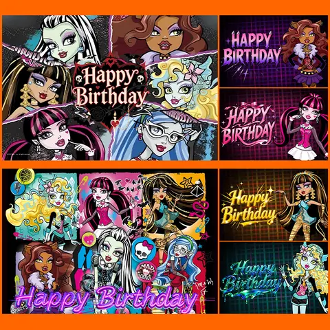 Dewprint Monster for High Birthday Decorations Backdrop High School Girls Party Backgrounds Indoor Outdoor Banner Props Supplies