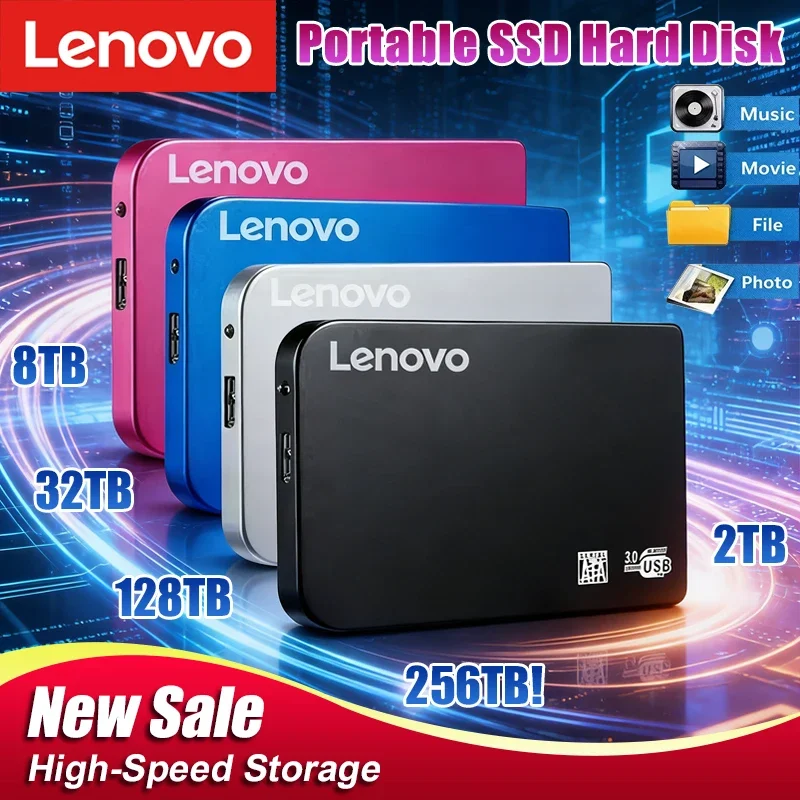 

Внешний портативный твердотельный накопитель Lenovo Mijia высокоскоростной 4 ТБ 8 ТБ 16 ТБ SSD с интерфейсом USB 3.0, мобильный жесткий диск 128 ТБ HDD
