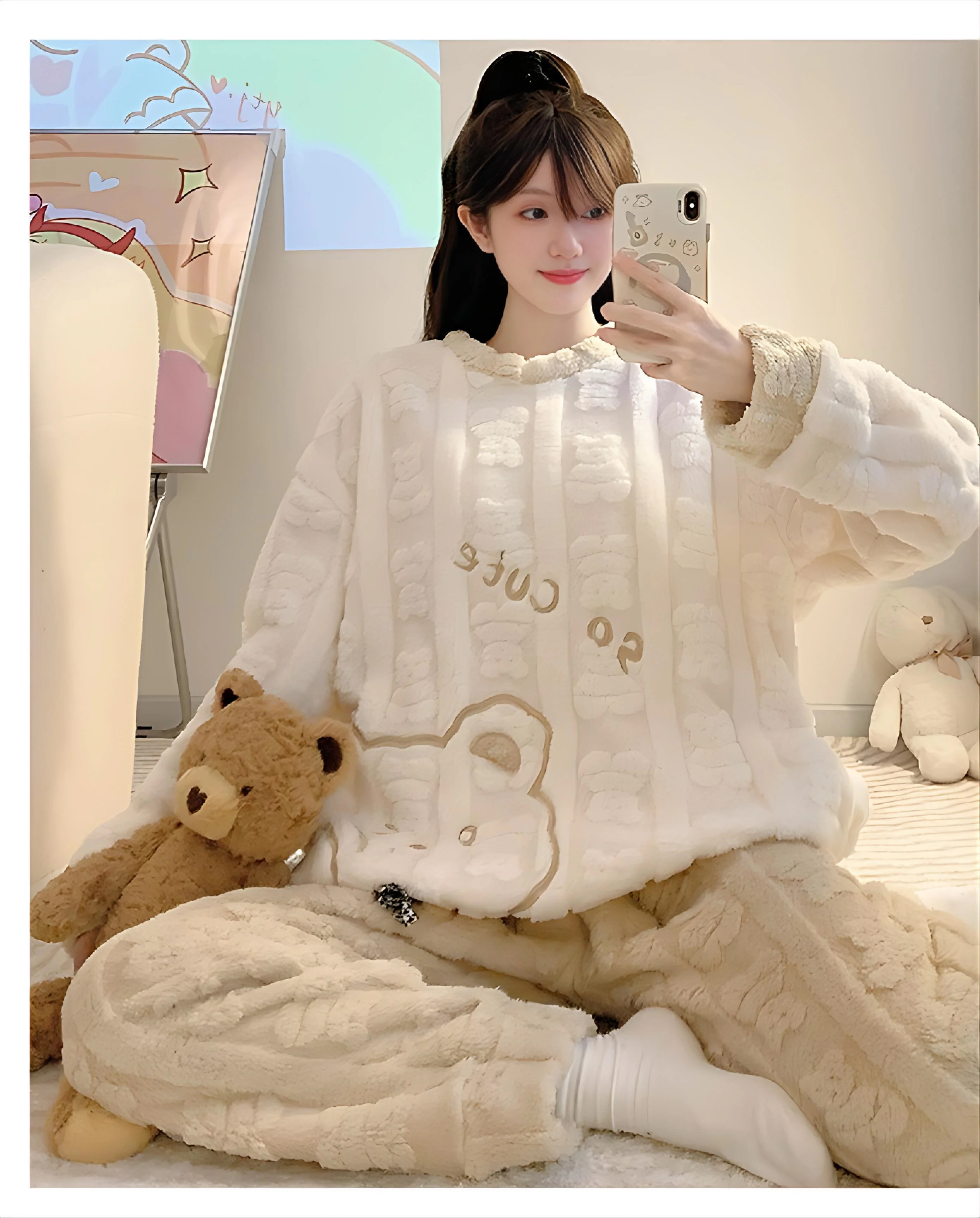 

Комплекты пижам для молодежи и женщин: красивые, с бантом, из хлопка, с рукавом три четверти, домашняя одежда до колен, милые, женственные, элегантные, повседневные