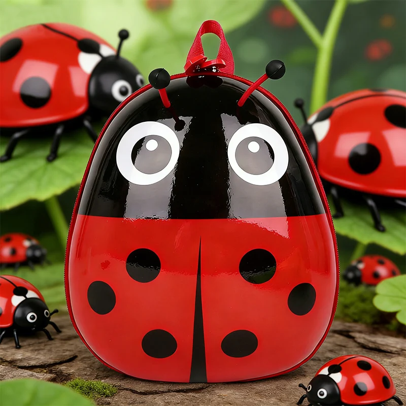 Cute Ladybug Hard Shell Backpack For Toddlers Kids Cartoon Animal School Bag For Boys Girls Preschool Kindergarten Bookbag