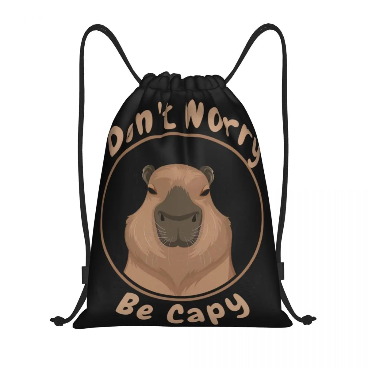 

Custom Cute Capybara Drawstring Backpack Women Men Gym Sport Sackpack Portable Animal Lover Training Bag Sack