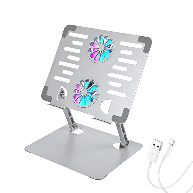 Laptop Stand with Fan Cooling, Portable & Adjustable Ventilated Aluminum Stand, Height Raise & Cooler for 12