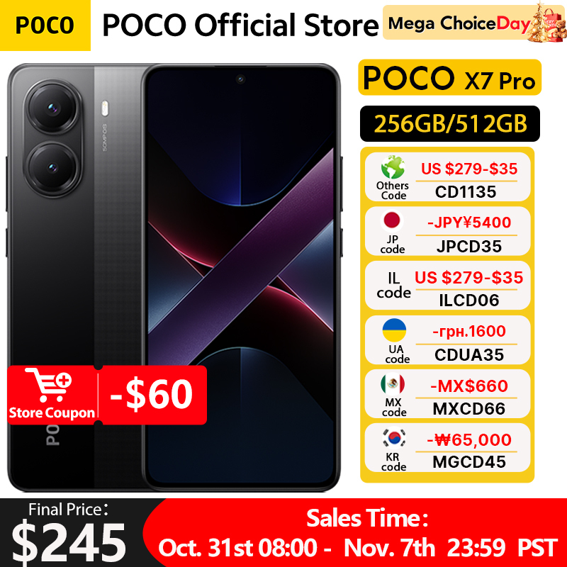  POCO X7 Pro Smartphone Dimensity 8400-Ultra 6.67" 120Hz AMOLED display 90W HyperCharge 6000mAh NFC Xiaomi HyperOS 