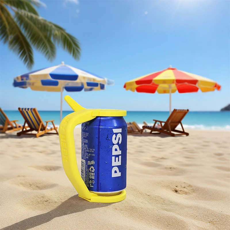 Portable Beer Can Holder with Handle, Soda Drink Grip, Anti-Slip Can Gripper for Outdoor Beach Party BBQ Camping view 4