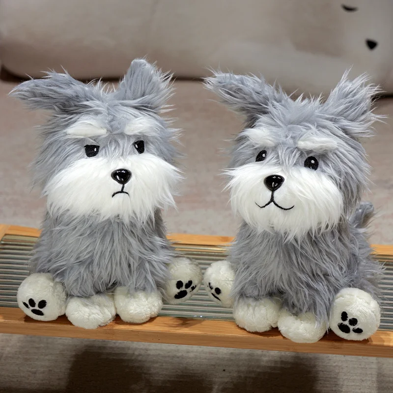 25cm Simulation RealLife Pets Lovely Schnauzer Dog Plush Toy Stuffed Fluffy Animal Cute Puppy Baby Appsease Doll Soft Kids Gift
